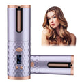 Portable Automatic Hair Curler, Ceramic Rotating Wireless Auto Curling Iron Wand,  Portable USB Rechargeable Spin Curler for Hair Styling (Purple)